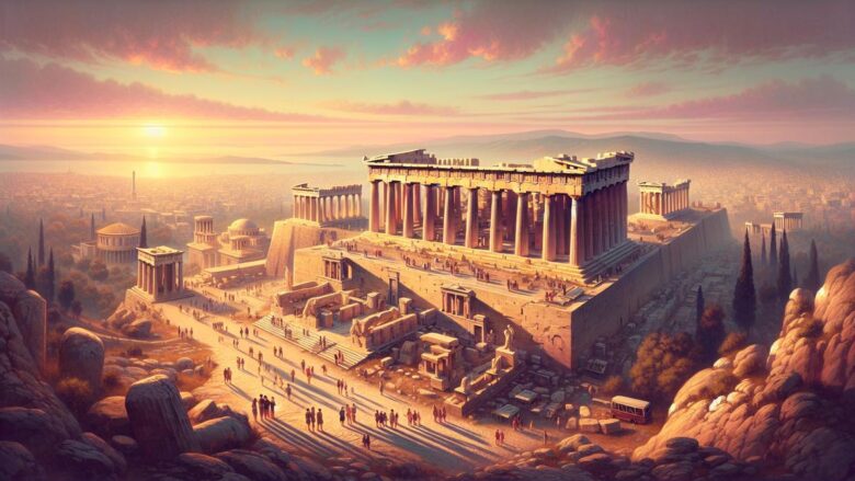 Vista panorâmica da acropole de atenas