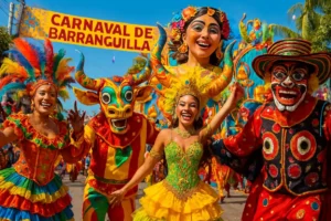 Desfile de rua no carnaval de barranquilla na Colombia