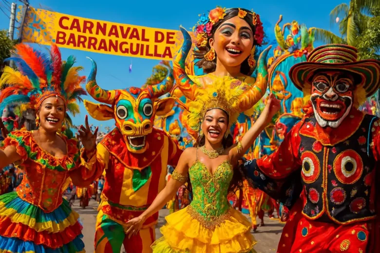 Desfile de rua no carnaval de barranquilla na Colombia